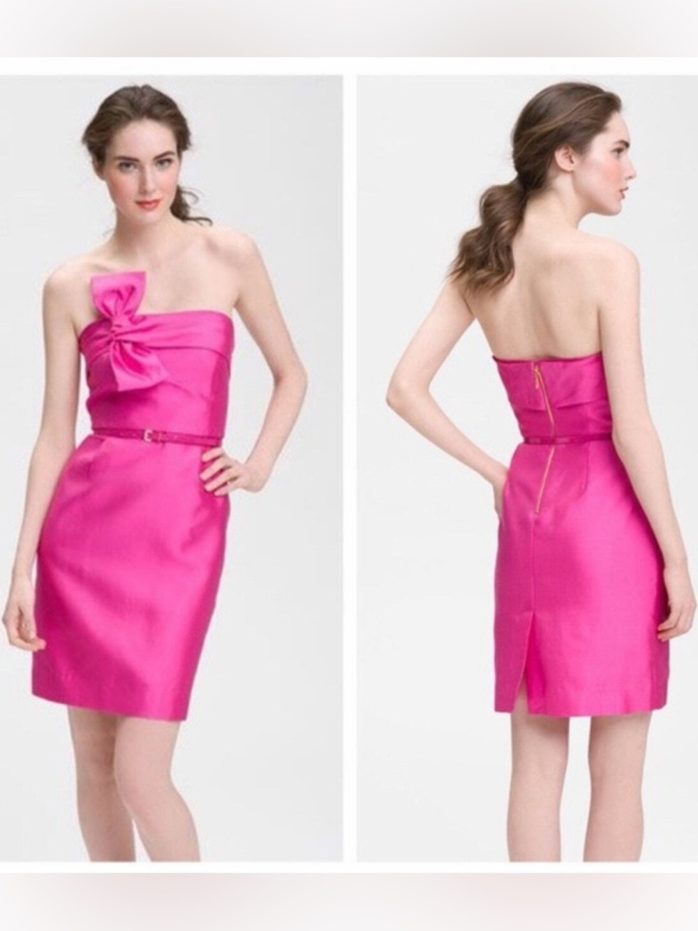 kate spade Strapless Fuchsia Sheath Dress with Bow Detail‎